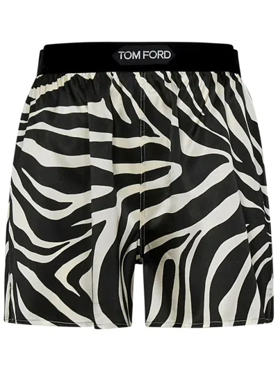 Shop Tom Ford Zebra Print Silk Shorts For Women In Ss24 Collection In Black