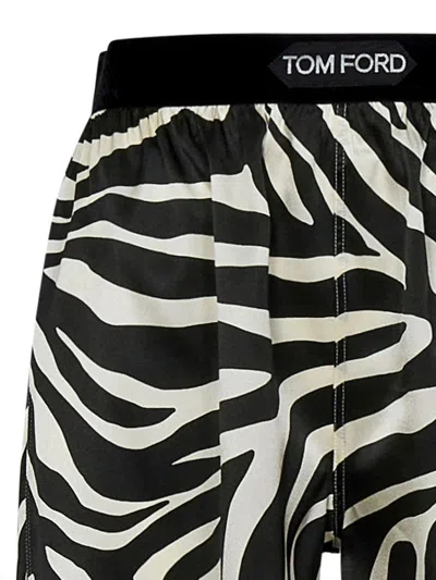 Shop Tom Ford Zebra Print Silk Shorts For Women In Ss24 Collection In Black
