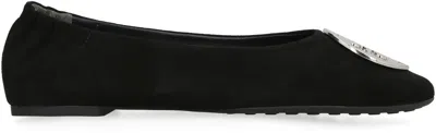 Shop Tory Burch Classic Suede Ballet Flats With Elasticated Back Insert For Women In Black