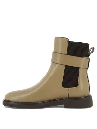 Shop Tory Burch Double T Ankle Boots In Tan