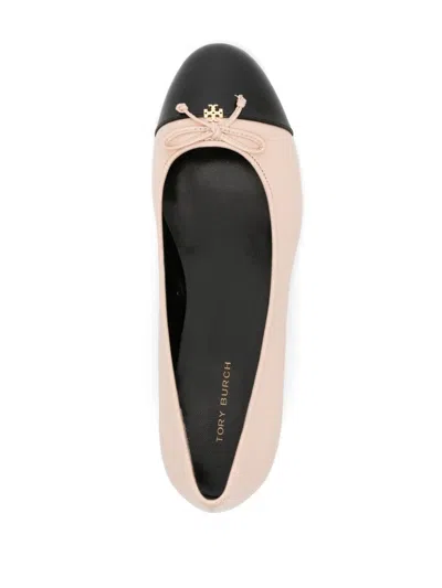 Shop Tory Burch Rose Pink/black Leather Cap-toe Pumps For Women In Turquoise