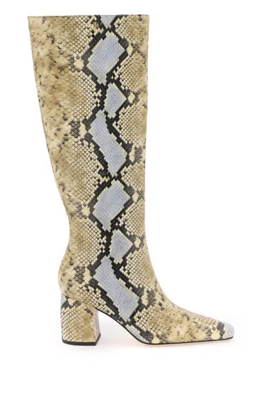 Shop Tory Burch Snake-embossed Leather Banana Boots For Women In Beige