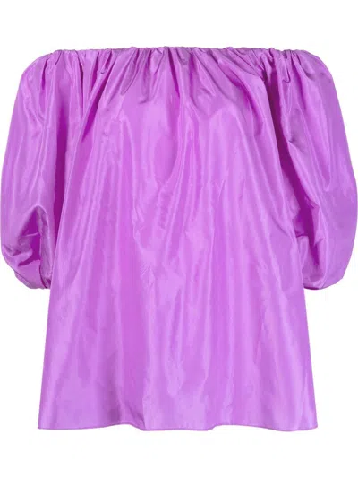 Shop Valentino Amethyst Orchid Silk Top For Women In Purple