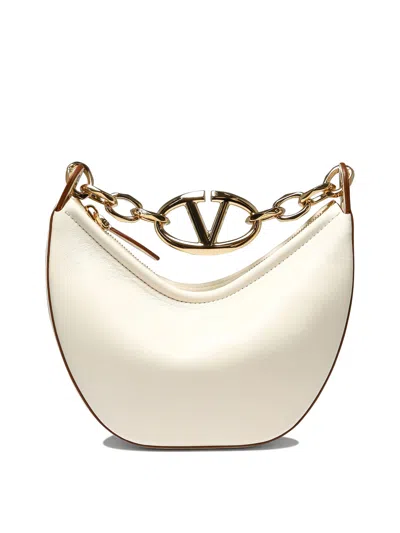 Shop Valentino "mini Vlogo Moon" Shoulder Handbag In White