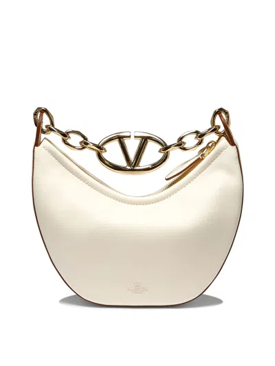 Shop Valentino "mini Vlogo Moon" Shoulder Handbag In White
