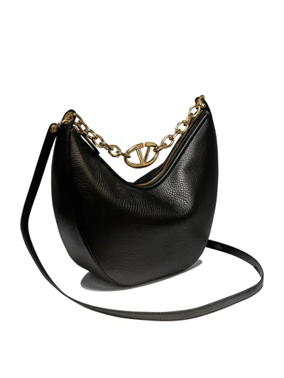 Shop Valentino "vlogo Moon" Shoulder Handbag In Black