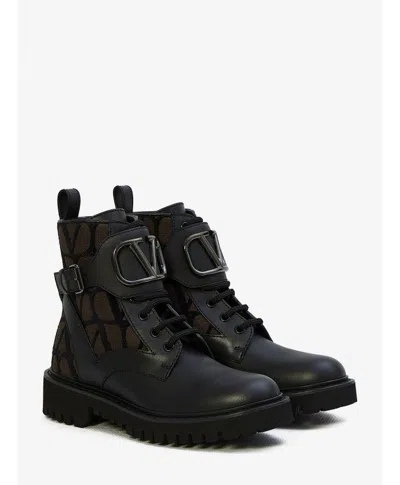 Shop Valentino Black Vlogo Signature Combat Boots For Women
