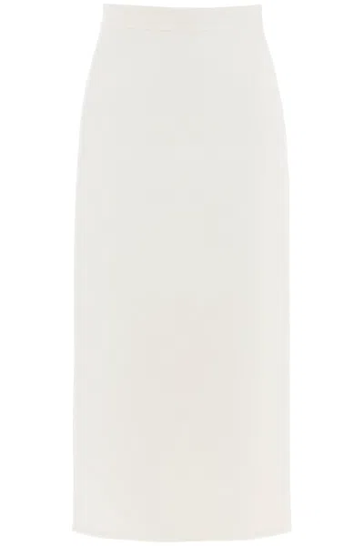 Shop Valentino Compact Drap Midi Skirt In White