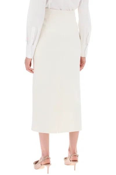 Shop Valentino White Compact Drap Midi Skirt For Women