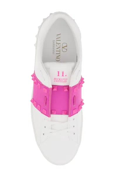 Shop Valentino Fuchsia And White Tonal Studded Sneakers For Women