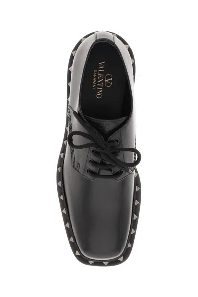 Shop Valentino Men's Rockstud M-way Derby Dress Shoes In Black For Fw23