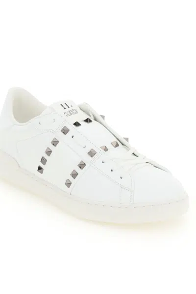 Shop Valentino Men's Rockstud Untitled Open Sneakers In White Leather For Ss24