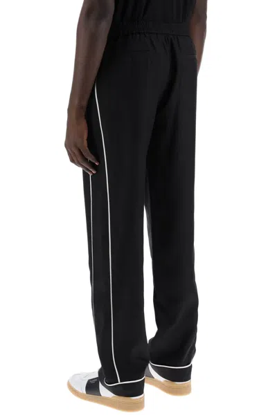 Shop Valentino Men's Embroidered Silk Poplin Trousers For Ss24 In Black