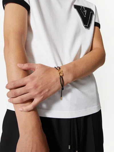 Shop Valentino Stylish Leather Bracelet For Men In Ss23 Collection In Black