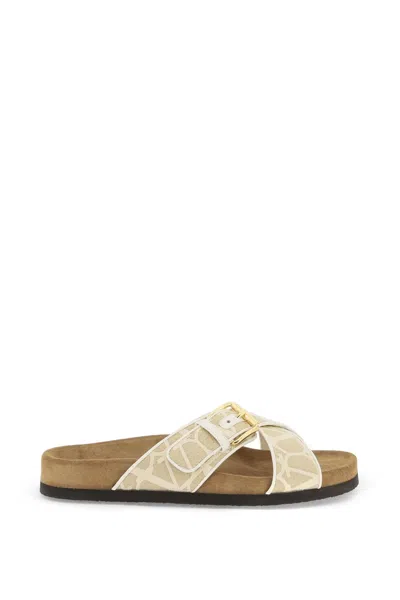 Shop Valentino Multicolor Criss-cross Sandals With Iconic Toile Motif