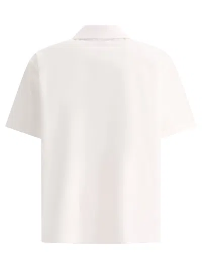 Shop Valentino Men's White Bowling Shirt With Unique V Detail For Ss24