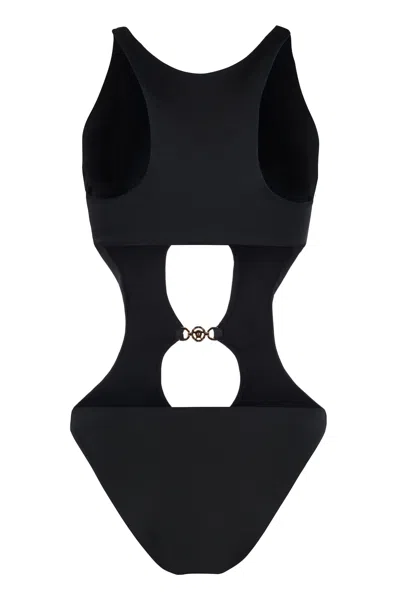 Shop Versace Black Cut Out One-piece Swimsuit For Women