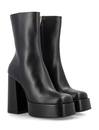 Shop Versace Black Metallic Platform Boots For Women