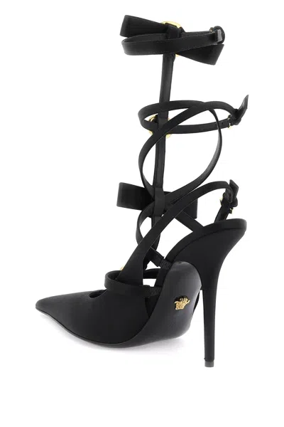 Shop Versace Elegant Black Slingback Pumps With Gianni Ribbon Bows For Women