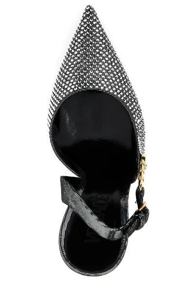 Shop Versace Fashion-forward Versatile Metallic Pointed Toe Pumps In Grey