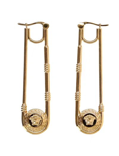 Shop Versace Glamorous Gold Safety Pin Earrings For Women