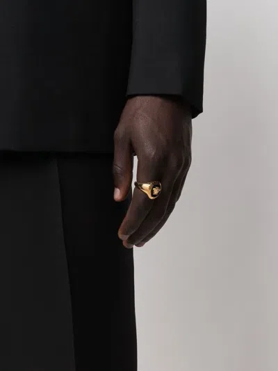 Shop Versace Gold-tone/black Medusa Plaque Ring For Men In Golden