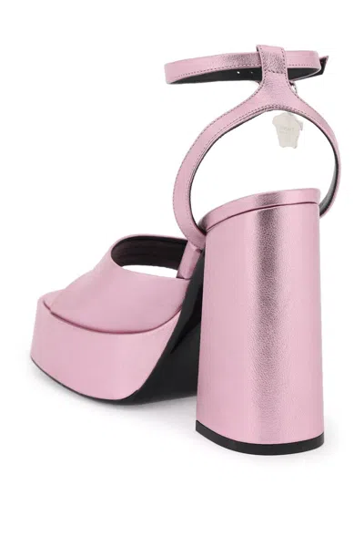 Shop Versace Metallic Leather Aevitas Sandals For Women In Multicolor