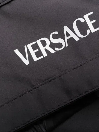 Shop Versace Reversible Baroque Swim Shorts For Men In Black