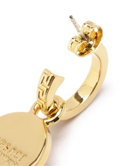 Shop Versace Stunning Greek And Medusa Drop Earrings For Women In Gold