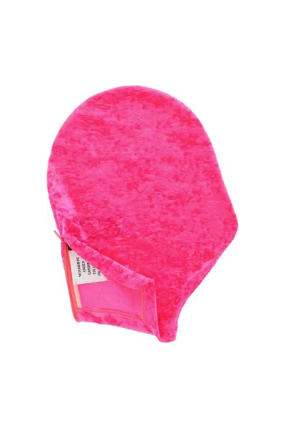 Shop Vetements Fuchsia Velvet Balaclava Without Eye Holes And Zipper Closure In Pink