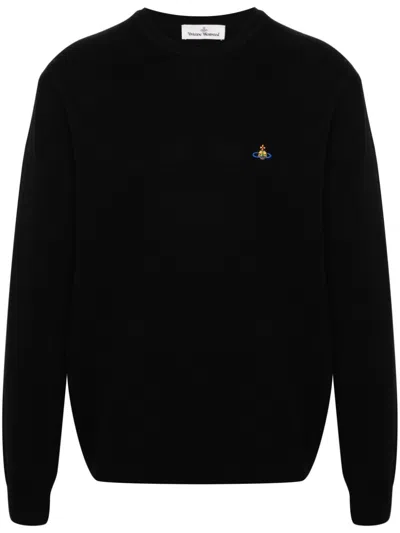 Shop Vivienne Westwood Logo Wool Sweater In Black