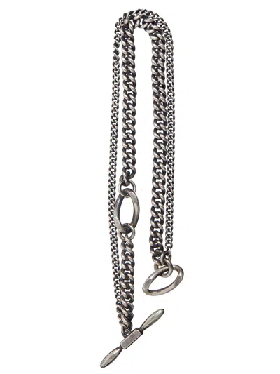 Werkstatt:münchen Stylish And Bold Men's Double Chain Bracelet In Sleek Silver In Silver-black