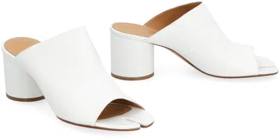 Shop Maison Margiela White Leather Cylindrical Heel Sandals For Women From