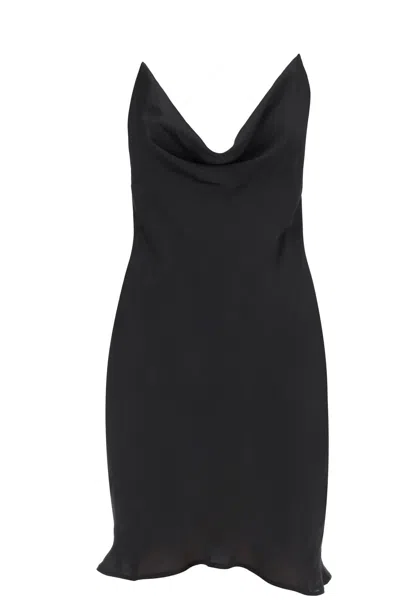 Shop Y/project Semi-transparent Satin Slip Dress For Elegant Women In Black