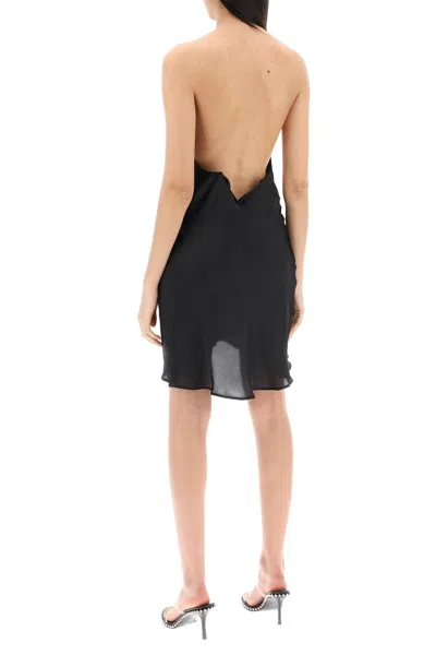 Shop Y/project Semi-transparent Satin Slip Dress For Elegant Women In Black