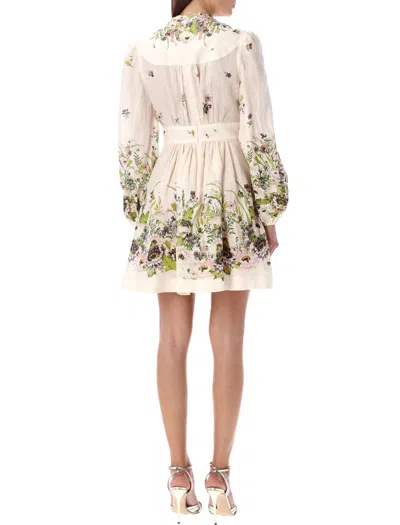 Shop Zimmermann Halliday Mini Dress In Cream_flower_multi