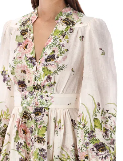 Shop Zimmermann Elegant Floral Mini Dress For Women In Cream_flower_multi