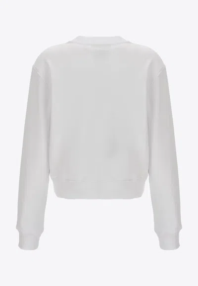 Moschino Cotton Jersey Printed Logo Sweatshirt In White