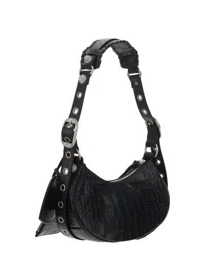 Shop Balenciaga Women Le Cagole Shoulder Bag In Black