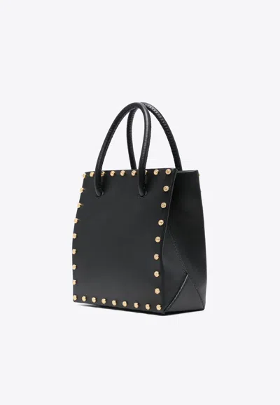 Moschino All-over Floral-appliques Top Handle Bag In Black