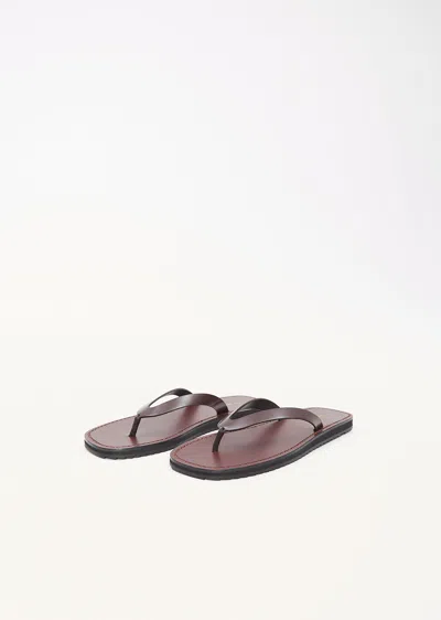 The Row City Calfskin Flip Flop Sandals In Bordeaux