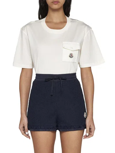 Moncler Logo-patch Tweed Shorts In Blue