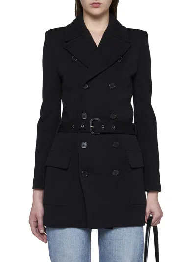 Shop Saint Laurent Coats In Black