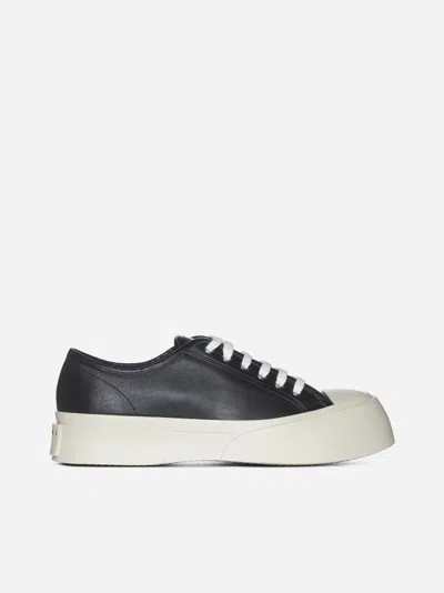 Shop Marni Pablo Leather Sneakers In Black