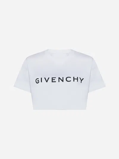 Shop Givenchy Logo Cotton Cropped T-shirt In White