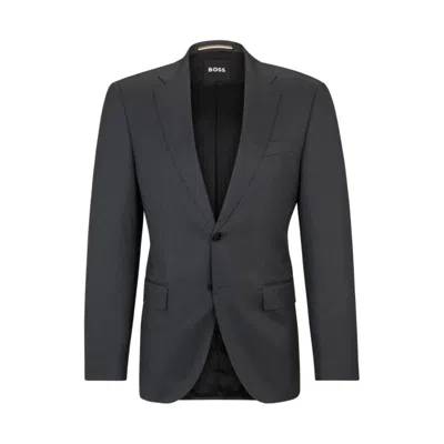 Hugo Boss Boss Notched Lapel Padded Shoulder Jacket With Eyelet Design In Grey