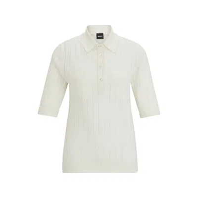 Shop Hugo Boss Linen-blend Sweater With Polo Collar In Multi