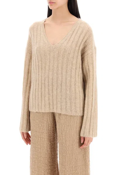 Shop By Malene Birger Cimone Sweater In Flat Ribbed Knit In Beige