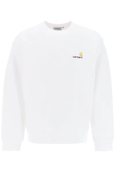 Shop Carhartt Wip American Script Crewneck Sweatshirt In White