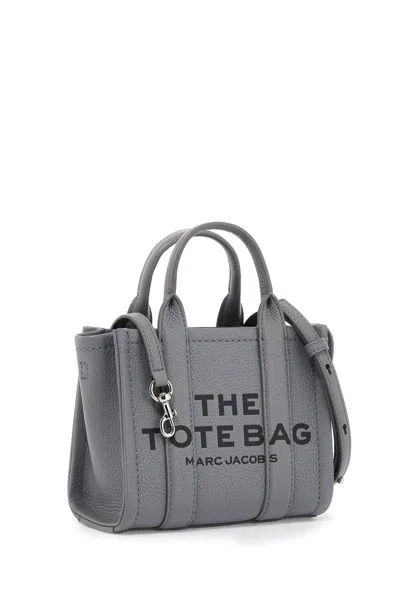 Shop Marc Jacobs The Leather Mini Tote Bag In 灰色的